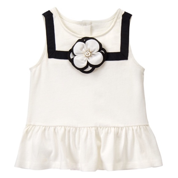 Janie and Jack Other - Flower bloom black and white top